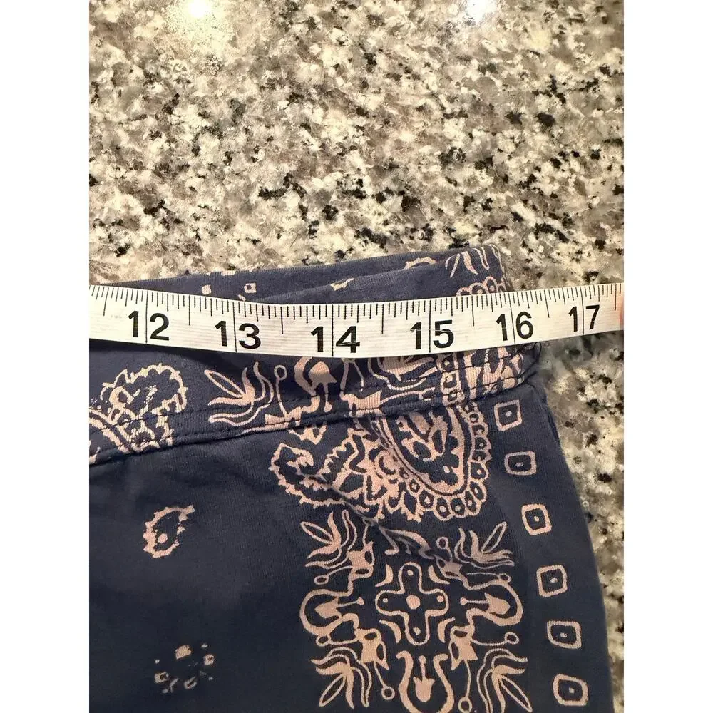 Free People Bandana Patchwork Leggings Boho Paisley Print Pants Size L